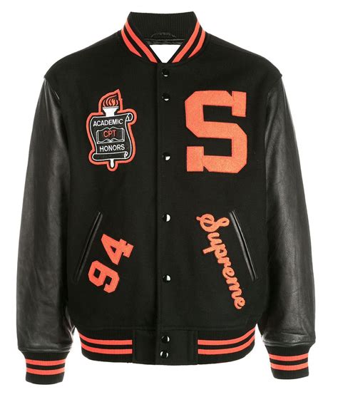 supreme varsity jacket replica|farfetch supreme jackets men.